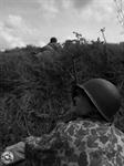 PVT. ROBIN MARKEY LOOKING UP THE HILL AT LT. TOM BOWERS PVT. ROBIN MARKEY LOOKING UP THE HILL AT LT. TOM BOWERS